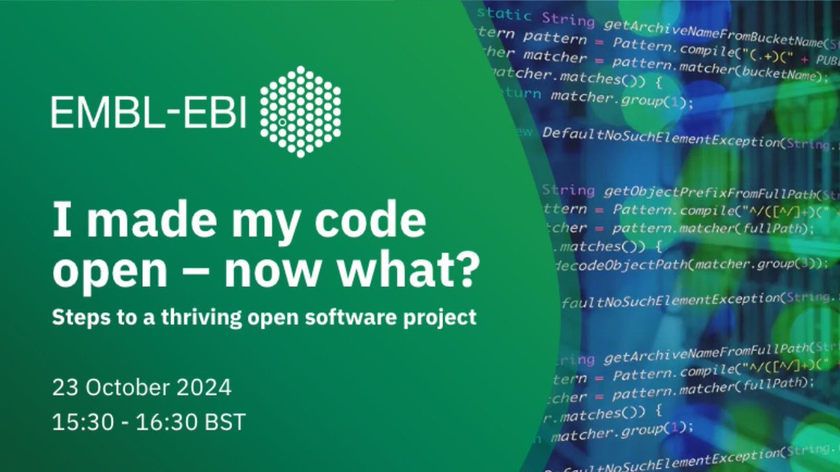Europe PMC (@europepmc_news) on Twitter photo What stops you from using open source software?
Join the discussion this #OAweek with speakers from Europe PMC <a href="/PDBeurope/">Protein Data Bank</a> <a href="/ChEMBL/">ChEMBL Database</a> to explore strategies for creating thriving open-source projects! ๐
๐๏ธ 23 October
โฐ 15:30 - 16:30 BST
๐ buff.ly/3Y8ZtQC
#OpenSource What stops you from using open source software?
Join the discussion this #OAweek with speakers from Europe PMC <a href="/PDBeurope/">Protein Data Bank</a> <a href="/ChEMBL/">ChEMBL Database</a> to explore strategies for creating thriving open-source projects! ๐
๐๏ธ 23 October
โฐ 15:30 - 16:30 BST
๐ buff.ly/3Y8ZtQC
#OpenSource