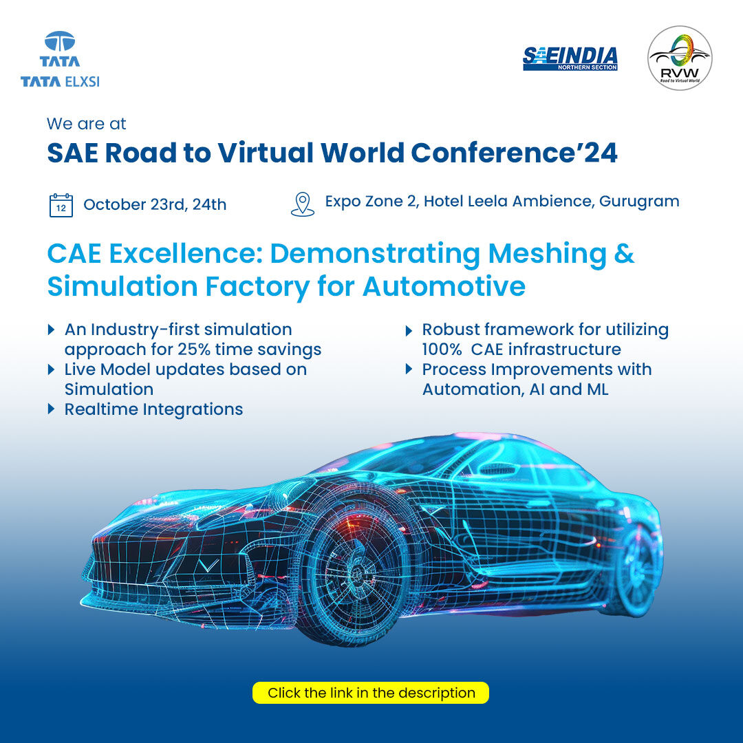 tataelxsi's tweet image. Ready to revolutionize the Automotive world? We&apos;re at the SAE Road to Virtual World Conference’24 to showcase our groundbreaking CAE Excellence.

To know more, book a meeting - eu1.hubs.ly/H0d42-v0

#Tataelxsi #AI #Automotivesimulation #EV #SDV #Connectedcar #Digitaltwin