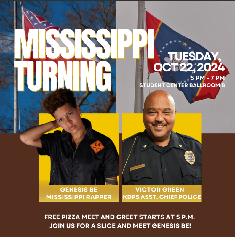 Join the conversation on Oct. 22 when rapper and social activist Genesis Be shares her moral courage journey to have the Confederate flag removed from the Mississippi state flag. KDPS Asst. Chief Victor Green will host. wmich.edu/wetalk