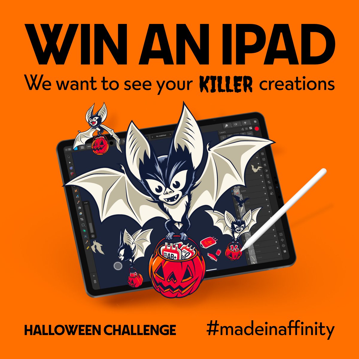Affinity's tweet image. 🎃 Affinity #Halloween Challenge 🎃

Share your #Spooky creations #madeinaffinity on Instagram for a chance to win an iPad Pro + Apple Pencil + Affinity Universal License!

Visit our Instagram for details and to take part.