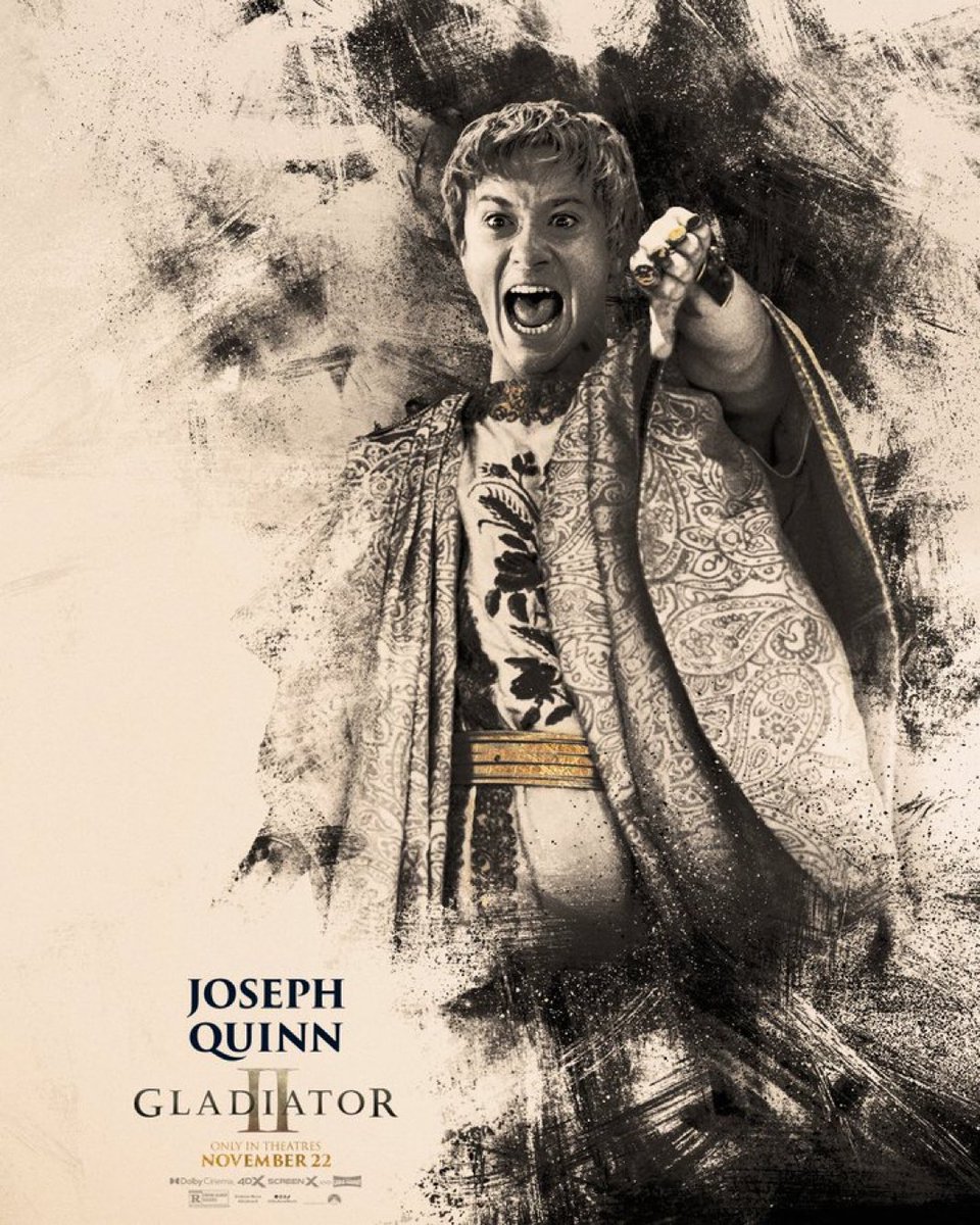 jqheadquarters's tweet photo. 🔴 new character poster of joseph quinn as emperor geta in gladiator 2! 🗡️👎🏼 https://t.co/Pi4XzhQAmy