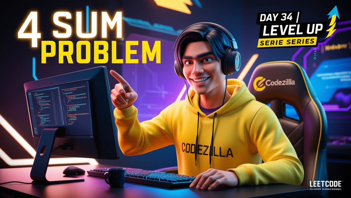 itzSatyamSharma's tweet photo. Day 34 of the #LevelUp series! 🎉 Today, I solved the 4 Sum Problem using 2 nested loops and 2 pointers on @LeetCode. 

Video Link :- https://t.co/XGcvy8Mhdn

Check out the video &amp; level up your coding skills! 🚀 #Coding #LeetCode #Algorithm #ProblemSolving #Codezilla https://t.co/TyWRUKRApW