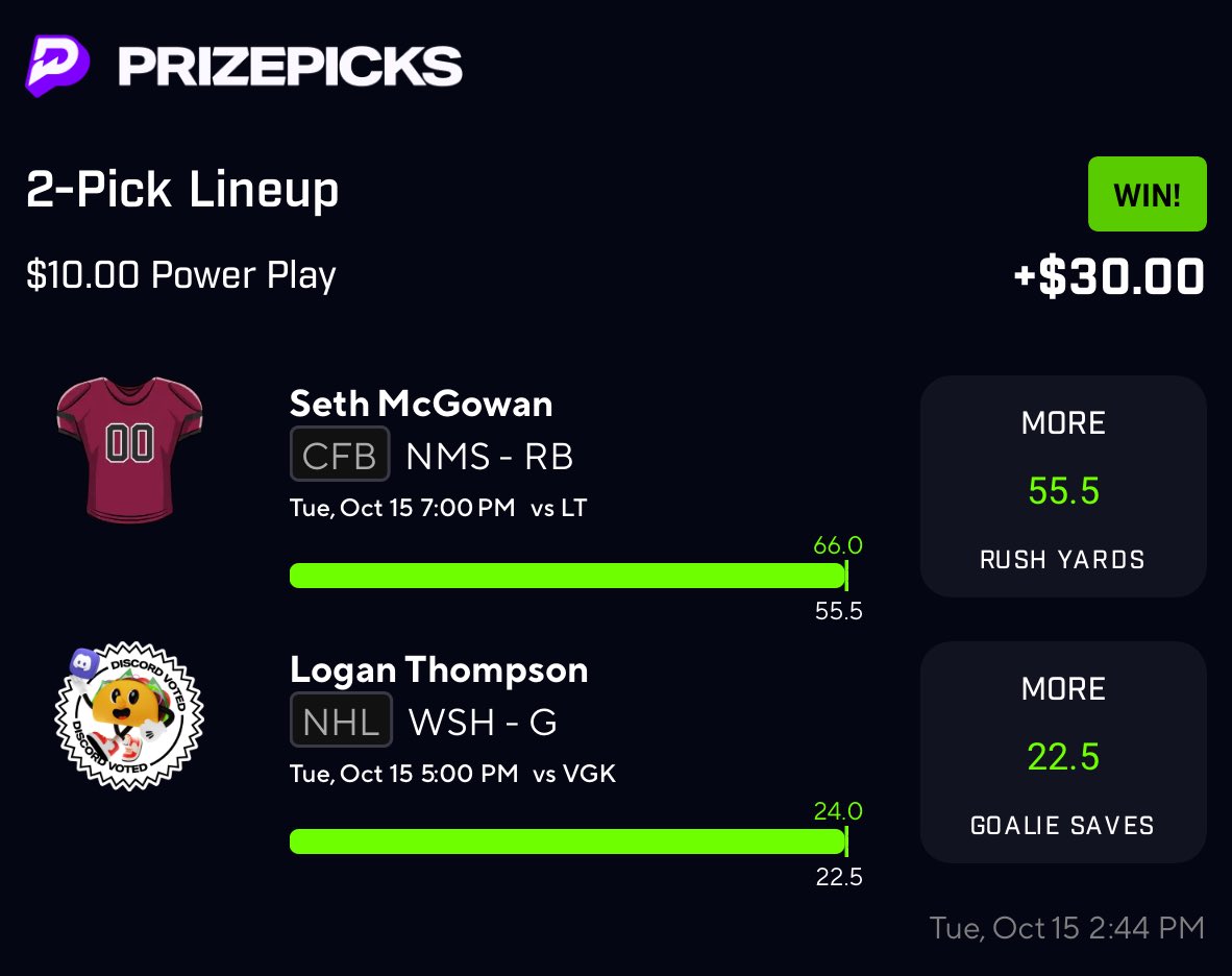 Cash the two man that I posted yesterday thanks to the <a href="/propsmadeeasy/">Props Made Easy</a> tool hopefully some you tailed ✅💰