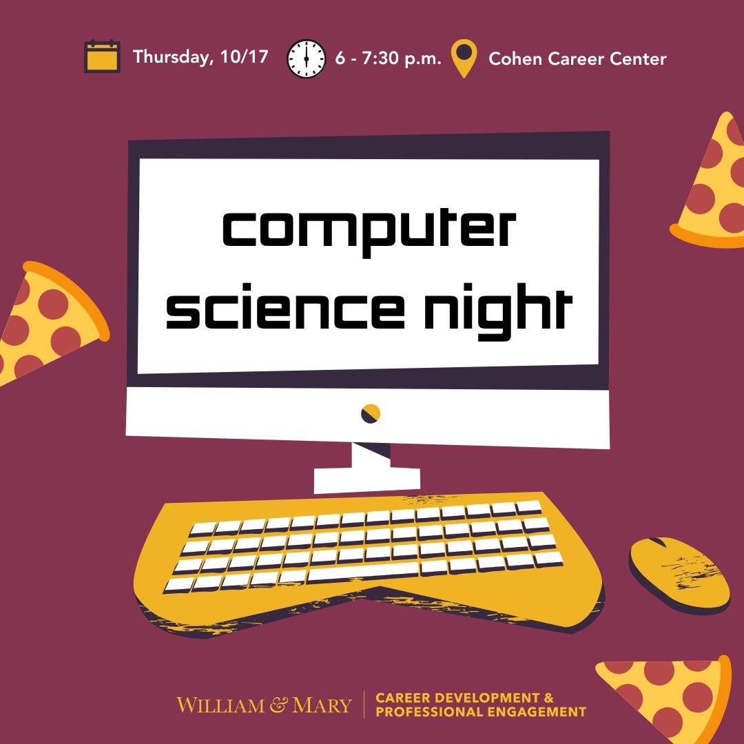 A panel of William &amp; Mary CS alumni will discuss their career paths and current positions, how to make the most of the William &amp; Mary experience, trends and opportunities in the field, and how to break in.
wm-csm.symplicity.com/students/?s=ev…