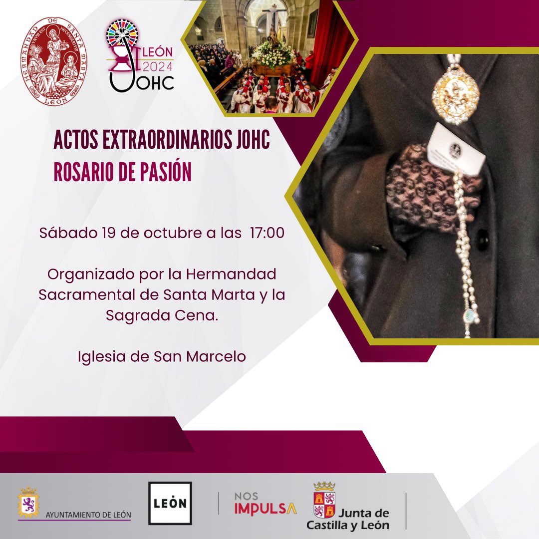 ACTOS EXTRAORDINARIOS JOHC

ROSARIO DE PASION

sábado 19 de octubre a las 17:00

Organizado por la Hermandad Sacramental de Santa Marta y la Sagrada Cena.

Iglesia de San Marcelo

#tomadtodosdeel #johcleon #jovenespapones #encuentrojohc #juventudcofrade #leonesp #semanasanta