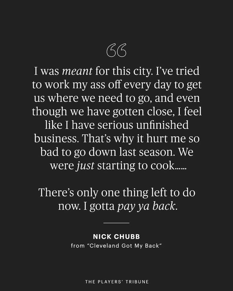 Browns RB Nick Chubb, who is set to return Sunday following last season’s devastating knee injury, in the <a href="/PlayersTribune/">The Players’ Tribune</a>: