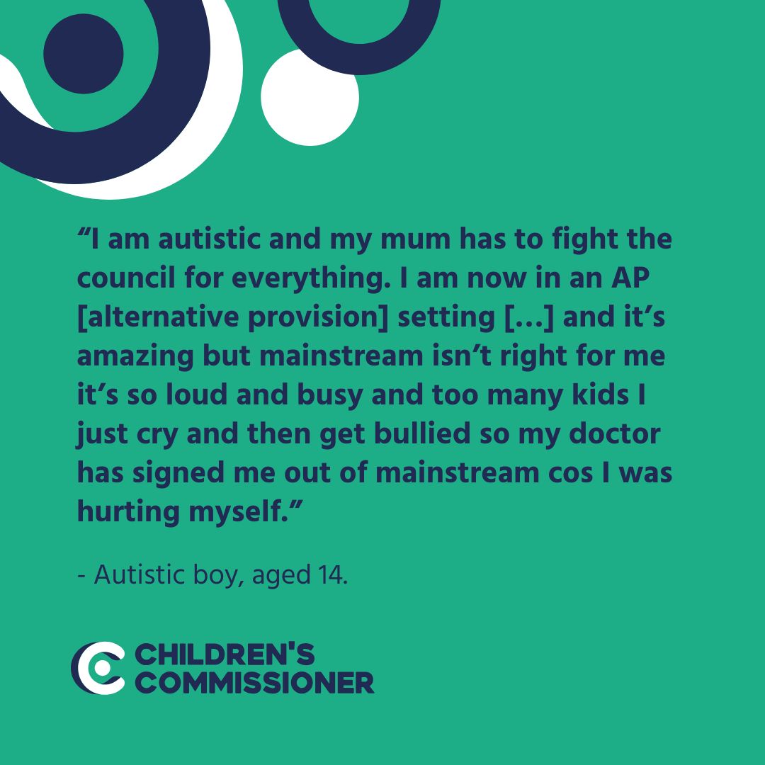 Yesterday, my report revealed an estimated 400,000 children in England are seeking support for suspected neurodevelopmental conditions like autism, ADHD, and cerebral palsy. 

Today, I’m sharing their voices on the challenges they face accessing support. #TheBigConversation