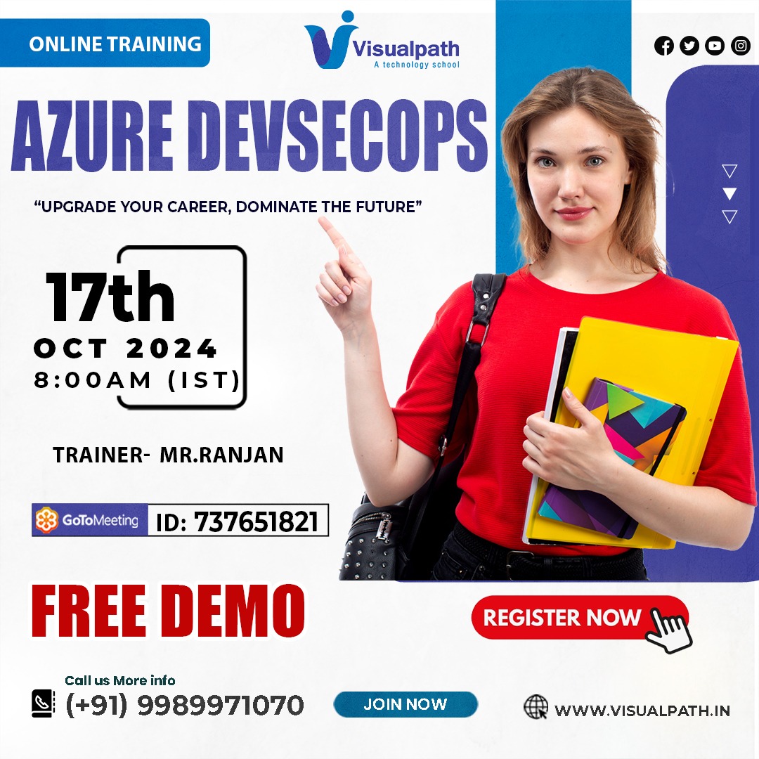 VisualpathPro's tweet image. Enroll Now: meet.goto.com/737651821
Attend Online #FreeDemo On #AzureDevSecOps
Demo on 17th OCT @ 8:00 AM (IST)
Call us: +91 9989971070
Visit: visualpath.in/online-azure-d…
#AzureDevOps #Azure #DevOps #visualpathpro #online #azuredevopsonline #AzureDevOpsTraining #MicrosoftAzure