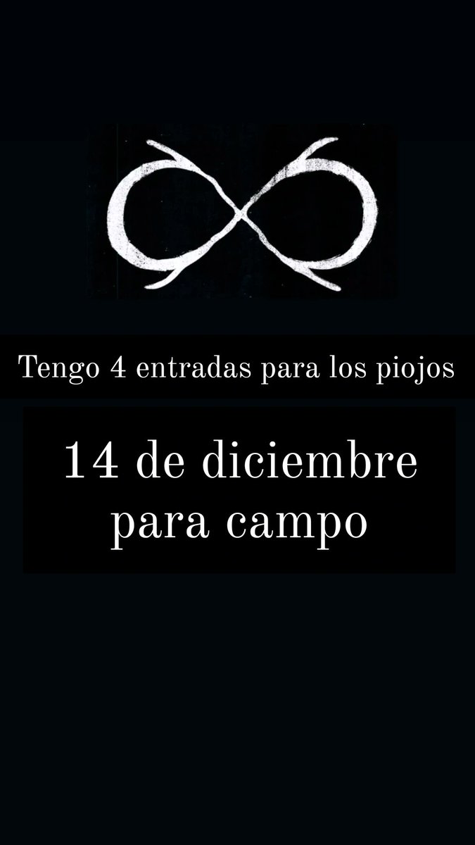 Enzomartinezz4's tweet photo. Tengo entradas para los piojos!!!
Primer día, 14 de diciembre para campo https://t.co/TBuvLrE2bC