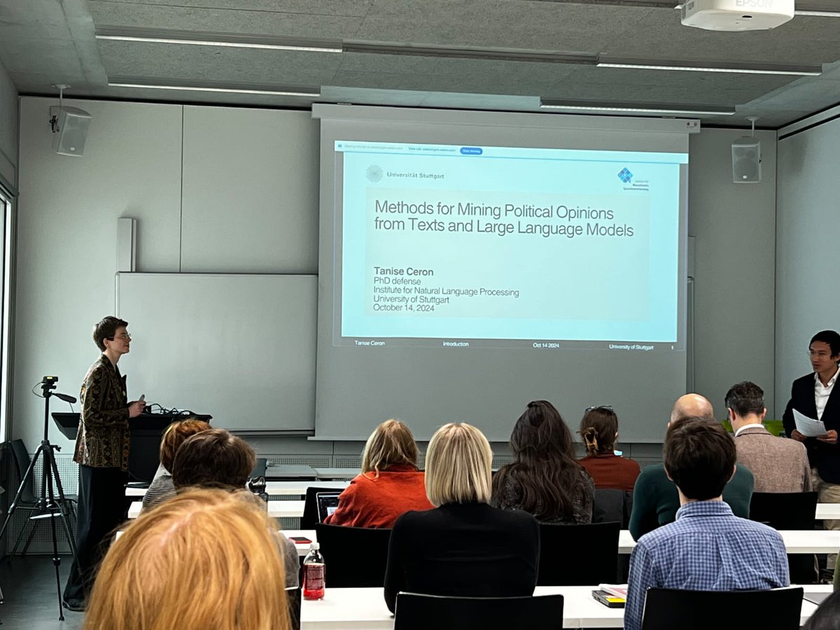 Congratulations to our very own Dr. Tanise Ceron for successfully defending her PhD on "Methods for Mining Political Opinions from Texts &amp; Language Models". 🥳 #NLProc #NLP
Check out her amazing work here:
tceron.github.io/publications/
<a href="/taniseceron/">Tanise Ceron</a> 📚 #PhDDefense #AcademicResearch