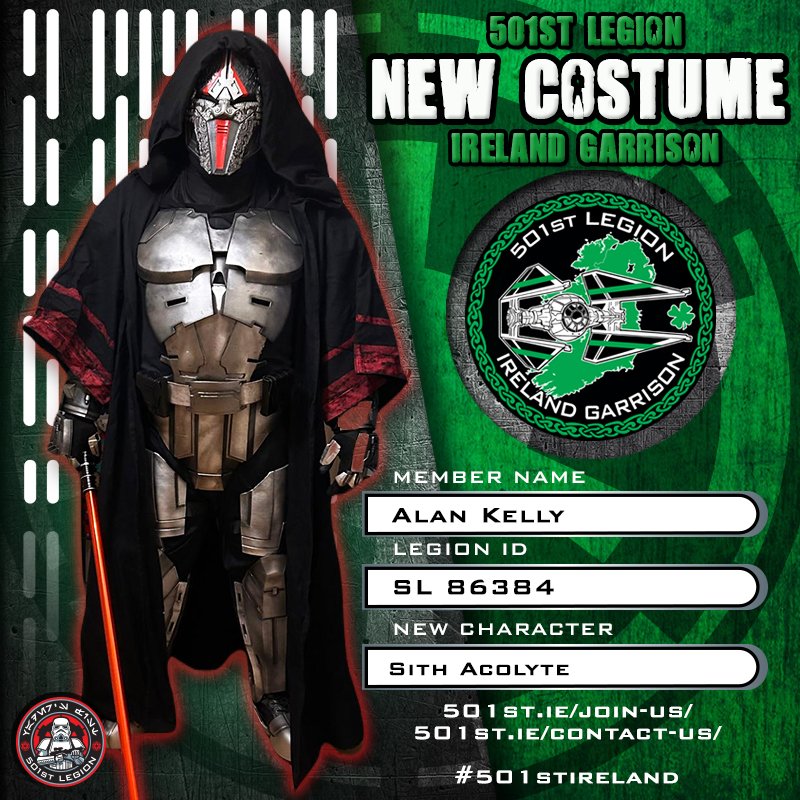 News Alert...

The #501stIreland have another new costume cleared

Congrats to SL86384 on the clearance of your Sith Acolyte costume

We look forward to seeing you at upcoming events, making sure there are no Jedi troublemakers

#VadersFist #NewCostume #501stlegion #SithAcolyte