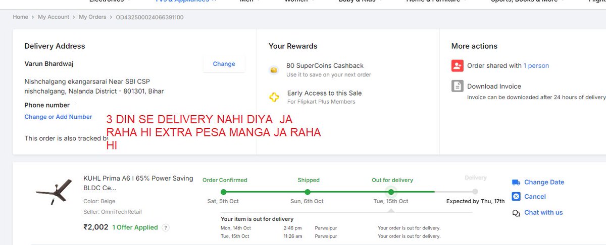 VarunVle's tweet photo. @flipkartsupport  FLIPKART CHOOR COMPANY HI https://t.co/IEAoYYhBnc
