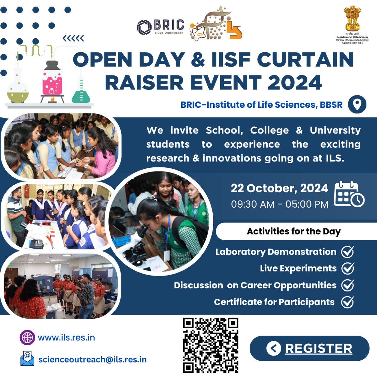BRIC-Institute of Life Sciences (@bric_ils) on Twitter photo @DBT_ILS is "OPENing up" for its annual event! Aspiring young minds, join us on 22nd October for ILS Open Day. Explore exciting activities & unlock future career opportunities in science and innovation!
<a href="/CSIR_NIScPR/">CSIR-NIScPR</a> <a href="/csir_niist/">CSIR.NIIST</a> @DBT_ILS is "OPENing up" for its annual event! Aspiring young minds, join us on 22nd October for ILS Open Day. Explore exciting activities & unlock future career opportunities in science and innovation!
<a href="/CSIR_NIScPR/">CSIR-NIScPR</a> <a href="/csir_niist/">CSIR.NIIST</a>