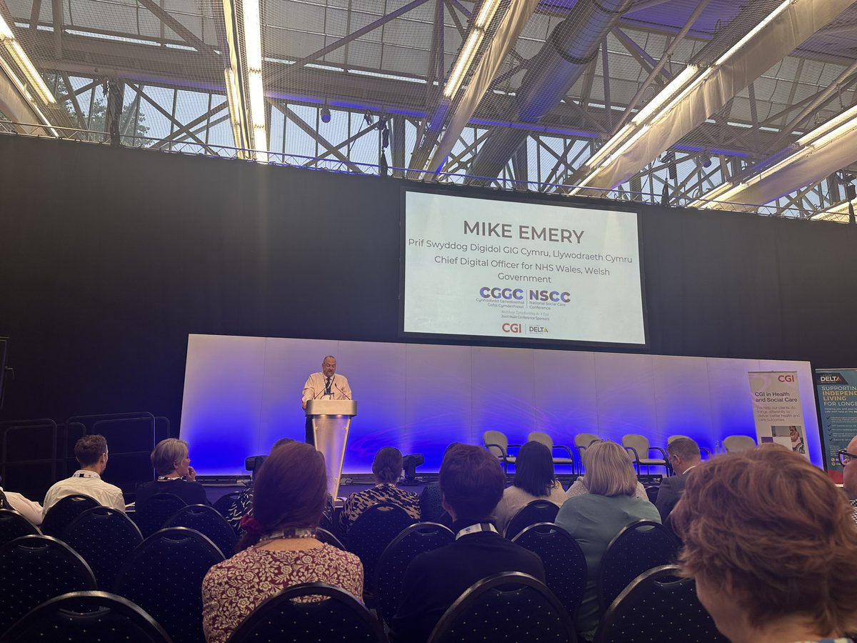 LewisGwyther's tweet photo. Technology is about streamlining systems not replacing people. It is about creating opportunity for more supported and meaningful relationships in care. Mike Emery Chief Digital Officer for #NHSWales at today’s #NSCC24 sponsored by @DeltaWellbeing https://t.co/BuFZaHHuMC