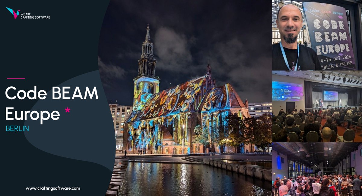 craftingcode_ro's tweet photo. Our CEO, Gabriel, attended Code BEAM Europe in Berlin, connecting with industry leaders and exploring the latest advancements in Erlang and Elixir.
It was a great opportunity for networking and idea-sharing, set against the energetic backdrop of Berlin. ๐๐๏ธ
#CodeBEAMEurope https://t.co/AkcaYUkNRX