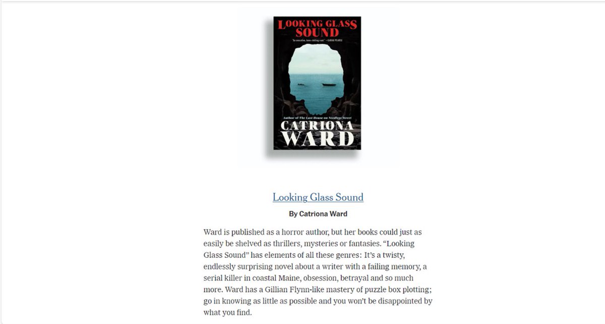 Andrew Nurnberg Associates (@nurnberg_agency) on Twitter photo Fanatsic to see that LOOKING GLASS SOUND by <a href="/Catrionaward/">Catriona Ward is writing</a> has been chosen as a New York Times Halloween pick on their list of ‘Scary Books for Scaredy Cats’ Fanatsic to see that LOOKING GLASS SOUND by <a href="/Catrionaward/">Catriona Ward is writing</a> has been chosen as a New York Times Halloween pick on their list of ‘Scary Books for Scaredy Cats’