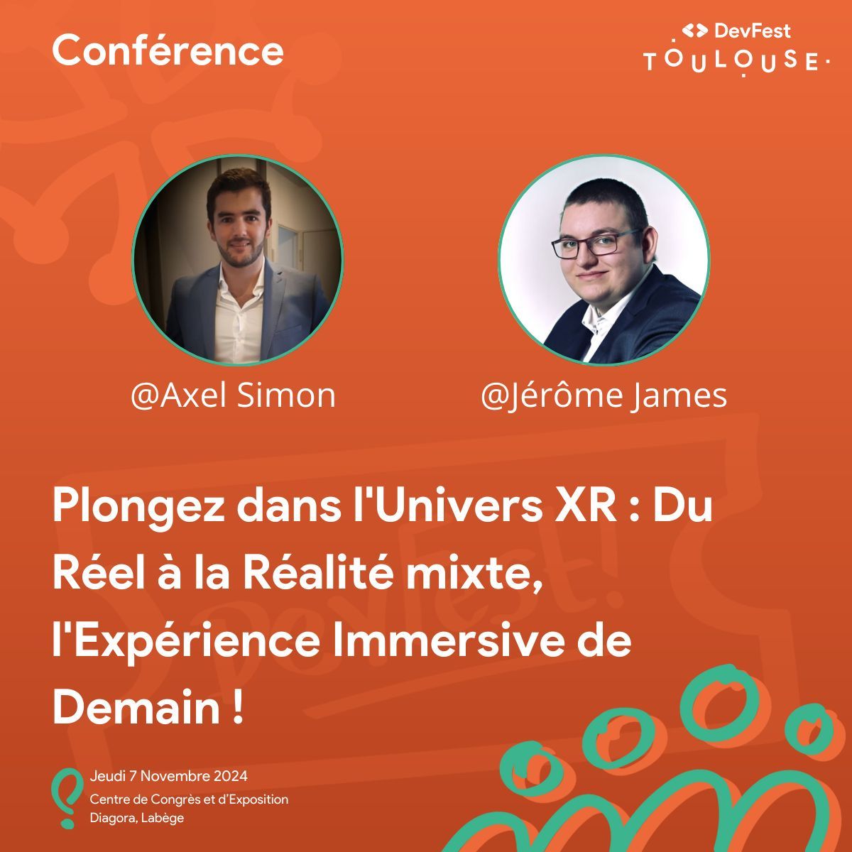 DevFest Toulouse (@devfesttoulouse) on Twitter photo Plongez dans l'Univers XR : Du Réel à la Réalité mixte, l'Expérience Immersive de Demain !
Découvrez comment la XR révolutionne les entreprises. Conférence animée par Axel Simon et Jérôme James de Sopra Steria.
Réservez vite ! 👉 devfesttoulouse.fr/billetterie 👈
#RéalitéMixte Plongez dans l'Univers XR : Du Réel à la Réalité mixte, l'Expérience Immersive de Demain !
Découvrez comment la XR révolutionne les entreprises. Conférence animée par Axel Simon et Jérôme James de Sopra Steria.
Réservez vite ! 👉 devfesttoulouse.fr/billetterie 👈
#RéalitéMixte