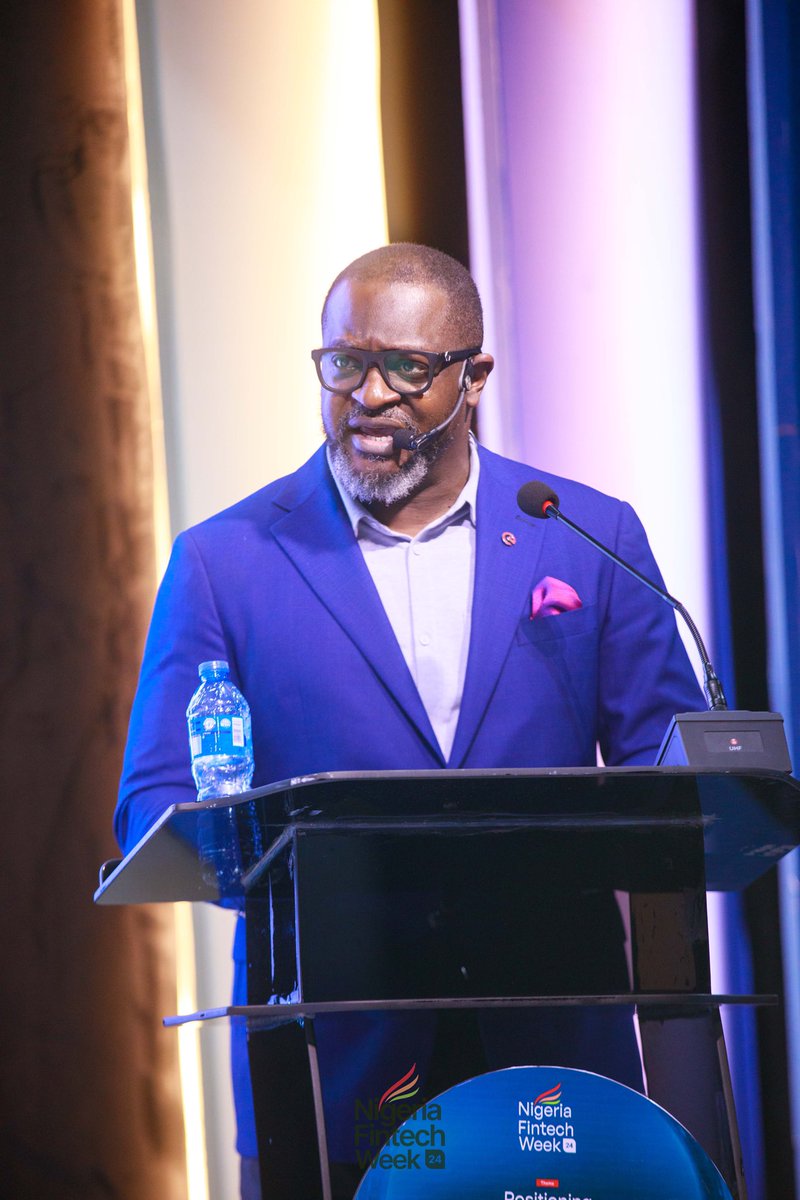 fintechweekng's tweet photo. Niyi Toluwalope, MD/CEO of @eTranzactPLC delivered a key address on Day 1 of #NigeriaFintechWeek2024
He spoke on the theme of "Growth," emphasizing the importance of deepening existing efforts and bringing more players into the ecosystem.
#NFW24 #Etranzact https://t.co/rcxZKAmqYx