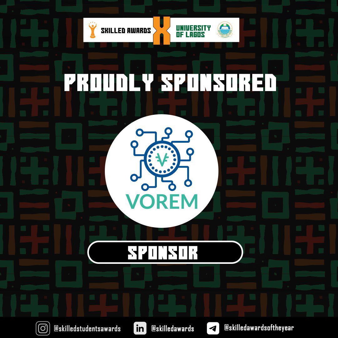 skilledawards's tweet photo. Sponsor Update!! 🤩🤩

Vorem is joining us as one of our  sponsors for the event! 🎉

Biggest university awards #awards

5th edition #unilag #lagos 
#skilled student awards

https://t.co/2LyHIxp9iU https://t.co/0dh2Ak1QIw