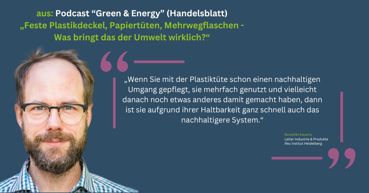 ifeu | find us on b…s…k…y (@ifeu) on Twitter photo Wie nachhaltig sind #Verpackungen aus Plastik, Papier und Glas wirklich? Das <a href="/handelsblatt/">Handelsblatt</a> hat mit #ifeu-Verpackungsexperte Benedikt Kauertz gesprochen - jetzt nachhören📢➡️bit.ly/3Yo1ZCJ Wie nachhaltig sind #Verpackungen aus Plastik, Papier und Glas wirklich? Das <a href="/handelsblatt/">Handelsblatt</a> hat mit #ifeu-Verpackungsexperte Benedikt Kauertz gesprochen - jetzt nachhören📢➡️bit.ly/3Yo1ZCJ