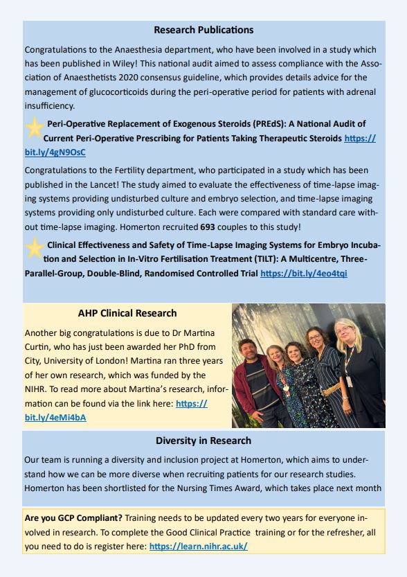 Our third newsletter of 2024 has been published! There have been lots of exciting achievement this quarter, including awards, fellowships, PhD's, publications and more 🎉 

<a href="/NHSHomerton/">HHFT</a>