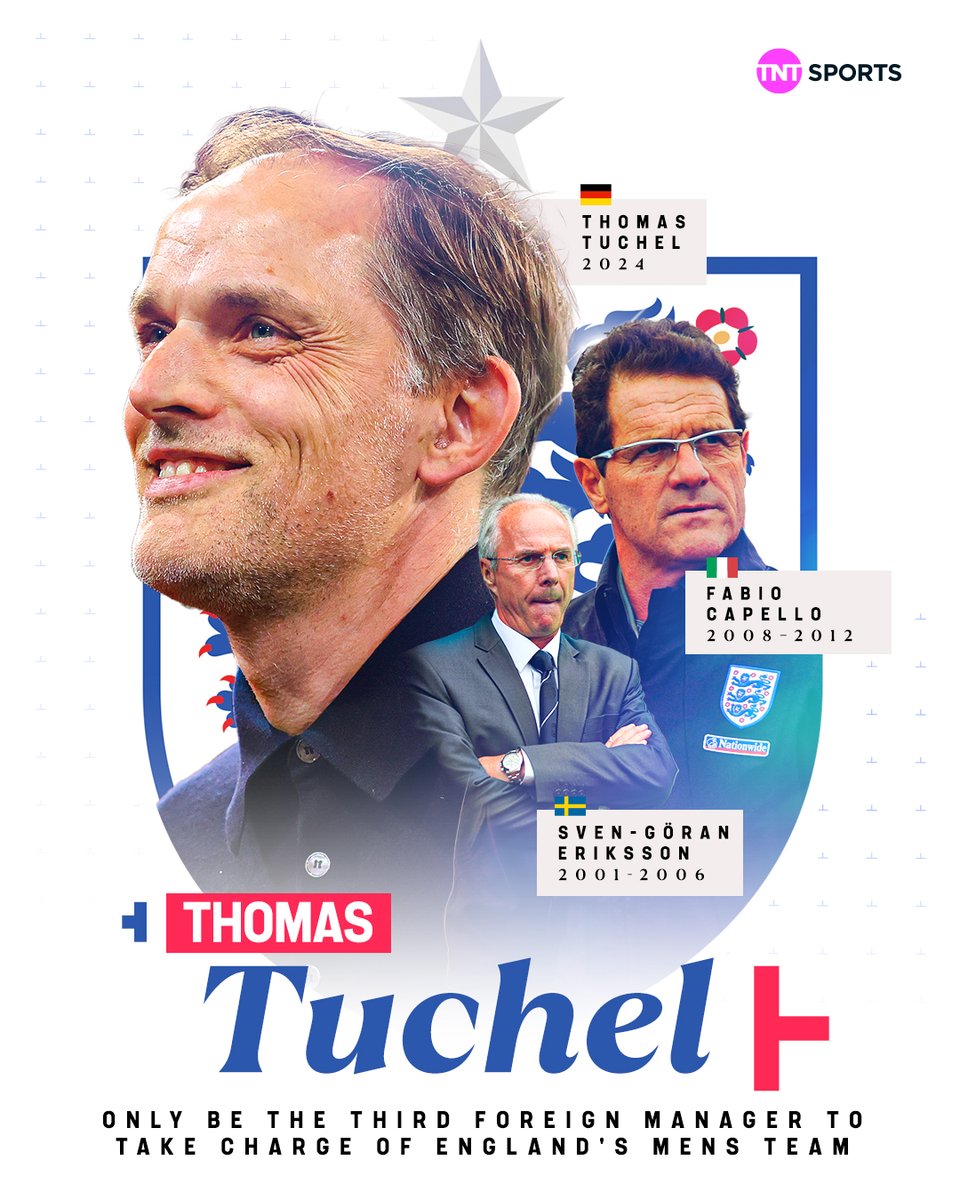 footballontnt's tweet photo. Thomas Tuchel follows in the footsteps of Sven-Göran Eriksson and Fabio Capello 🛬🏴󠁧󠁢󠁥󠁮󠁧󠁿 https://t.co/0QauJltiRW