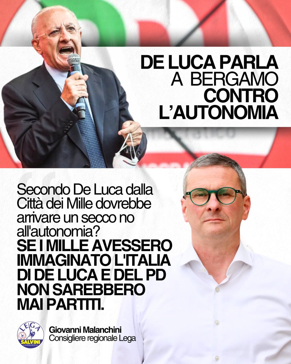 Il #PDBergamo invita #DeLuca a dare la carica contro l'#autonomia.
Per il #PD la #Campania è un modello di buon governo regionale.