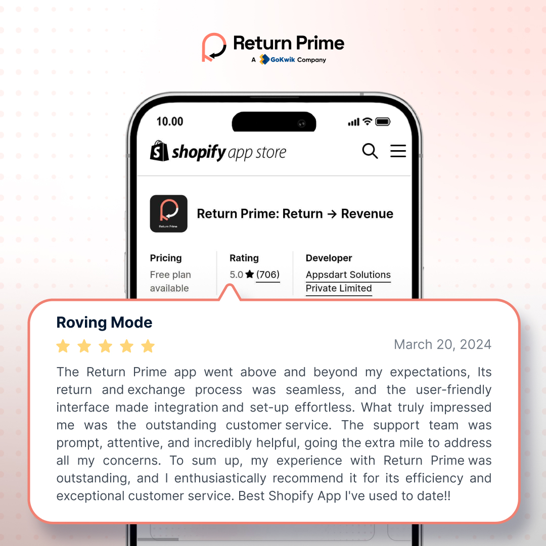 Effortless setup ✅ 

User-friendly interface ✅ 

Seamless returns ✅ 

Stellar support ✅

We’re thrilled Roving Mode noticed what we put our heart into 🌼

Thanks for trusting —we'll keep turning those returns into revenue 😉

#ecommerce #shopify #d2c #shopifyapp