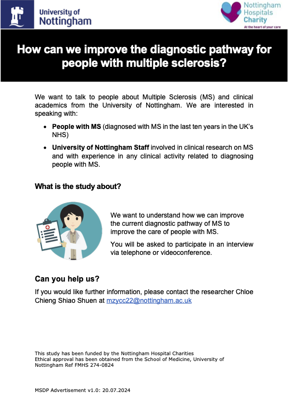 We want to improve how we diagnose people with MS! We're trying to avoid lumbar punctures. If you've been diagnosed with MS in the last 10 years, or know someone who has, get in touch!  Let's improve care together! <a href="/BlancaDios/">Dr Blanca De Dios Pérez</a> <a href="/nikosevangelou3/">nikosevangelou3</a>  <a href="/MegiClarke/">Megi Clarke</a> <a href="/chloechiengg/">chloechieng</a>