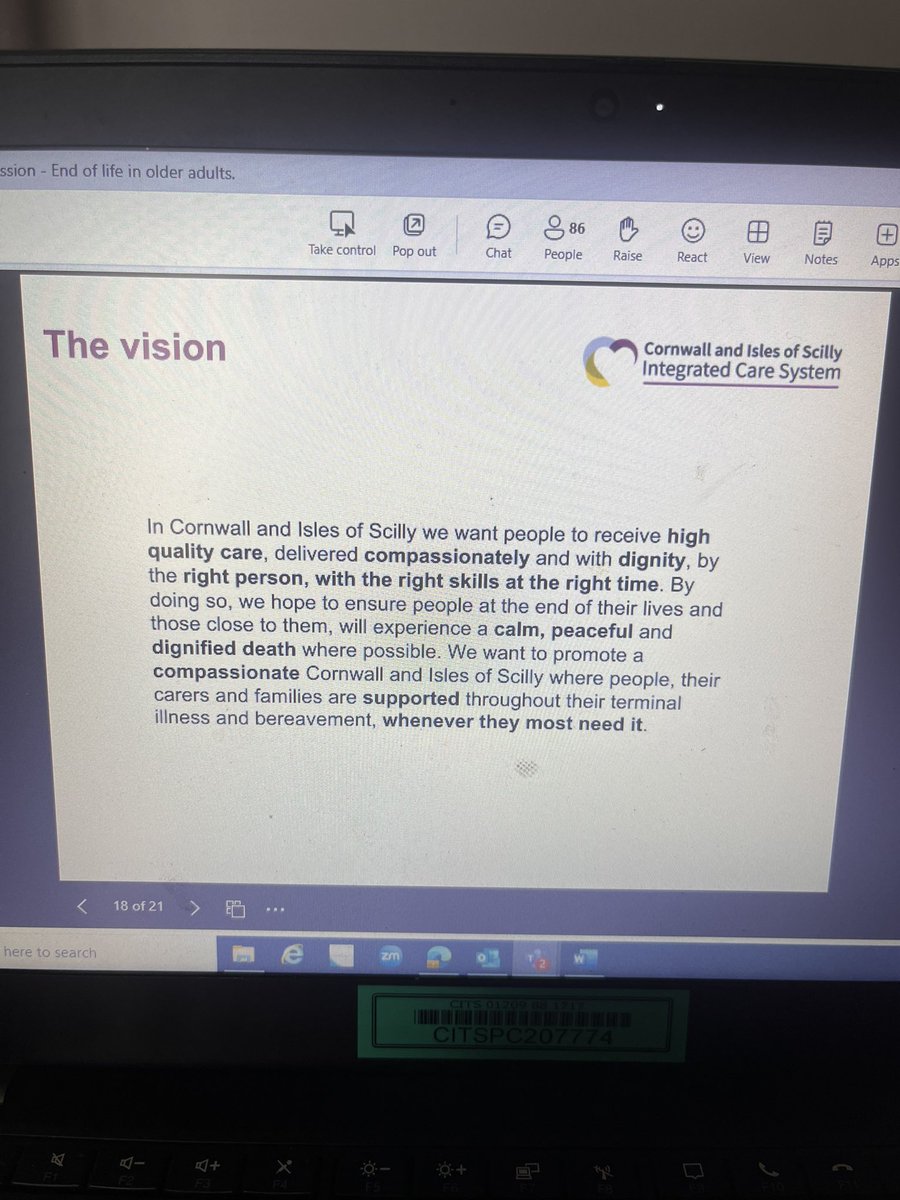And we are off. First up Keziah Lagor, End if life care lead Cornwall ICB. Cornwalls vision. Super to see 81 attendees thus far. <a href="/jodie02/">jodie ley</a> <a href="/Jayney94548023/">Jayney Henwood</a>