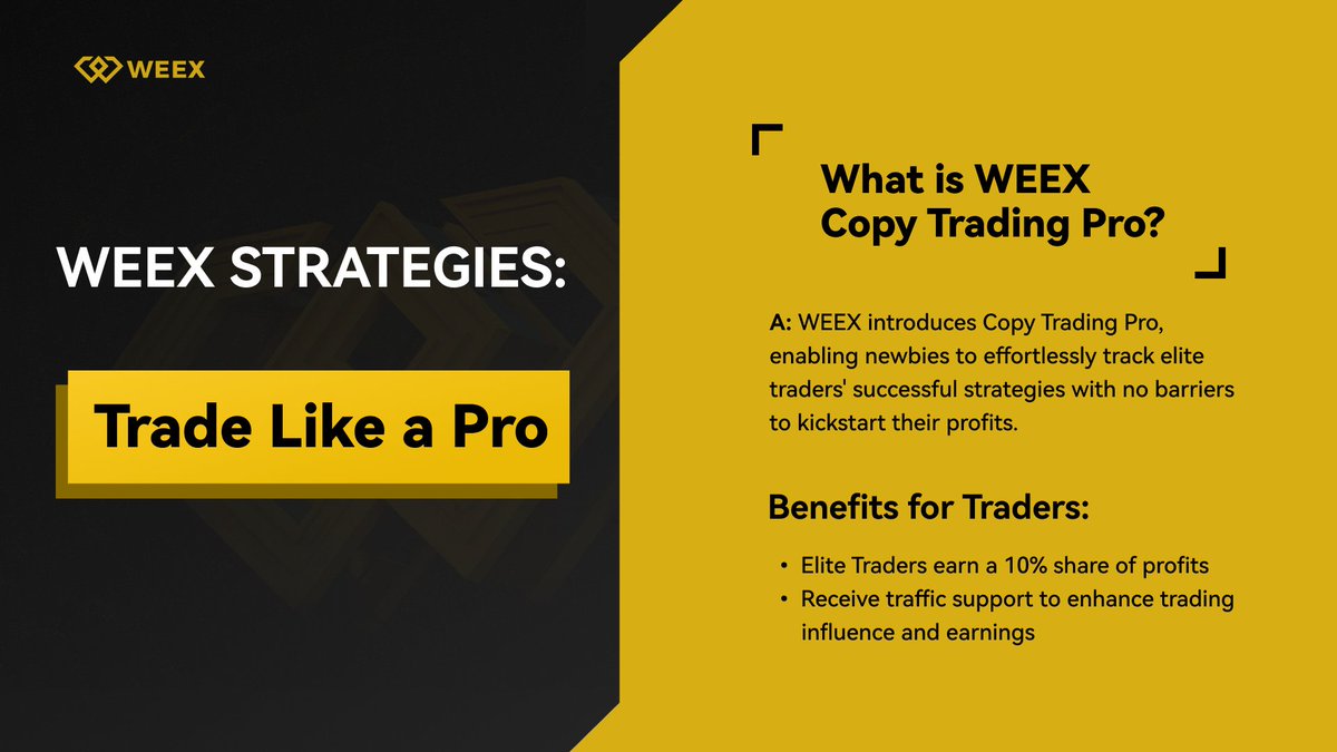 WEEX_Official's tweet photo. 💡WEEX STRATEGIES is in session! 📈

🎯 Today's Topic: What is #WEEX Copy Trading Pro?

🔥Using it Right Away: https://t.co/bdYVeHyKGv

💪 Master the market with expert insights!

 #WEEX #CryptoTrading #TradingTips #WEEXPRO https://t.co/nCuyOWmliD