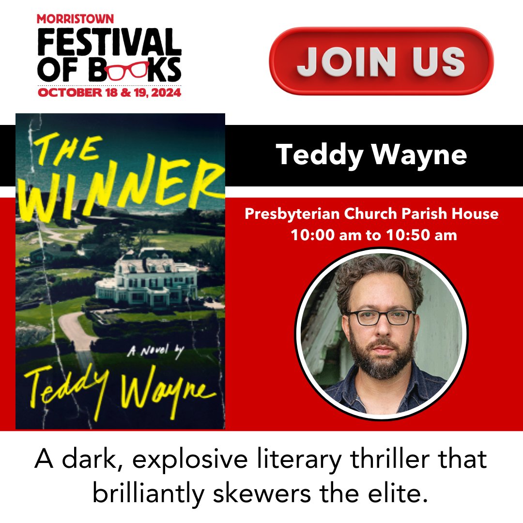 Morristown Festival of Books (@morristownbooks) on Twitter photo Please join us SATURDAY to meet Teddy Wayne!
Teddy is the author of 6 novels & a winner of a Whiting Writers’ Award & an NEA Creative Writing Fellowship as well as a finalist for the Young Lions Fiction Award, PEN/Bingham Prize, and Dayton Literary Peace Prize.
<a href="/TeddyWayne1999/">Teddy Wayne</a> Please join us SATURDAY to meet Teddy Wayne!
Teddy is the author of 6 novels & a winner of a Whiting Writers’ Award & an NEA Creative Writing Fellowship as well as a finalist for the Young Lions Fiction Award, PEN/Bingham Prize, and Dayton Literary Peace Prize.
<a href="/TeddyWayne1999/">Teddy Wayne</a>