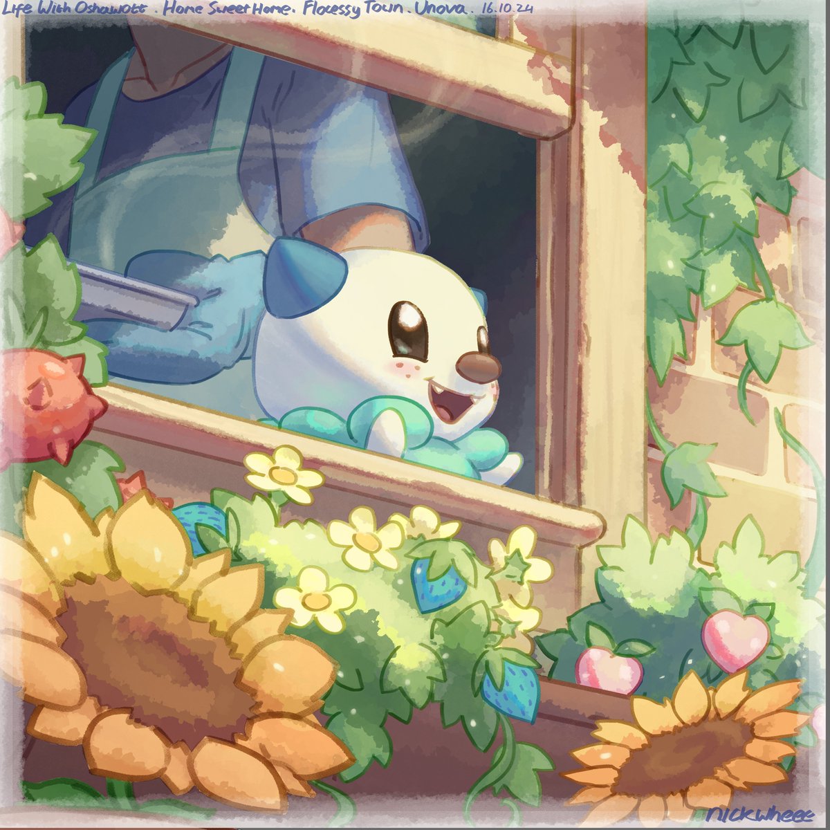 Nickwheee's tweet photo. Life With Oshawott. Back at home sweet home in Flocessy Town, Unova. The morning sun is out after a long trip from Hoenn. Everyday is a happy day! ☀️🌟 https://t.co/iOX2JqKeah