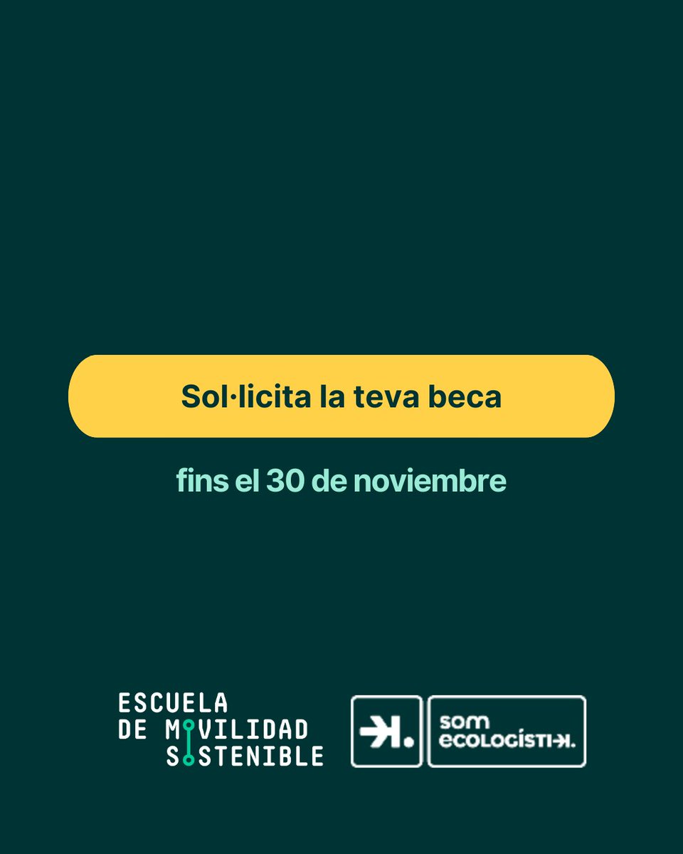 Som Ecologistica (@somecologistica) on Twitter photo 🛑 Sabies que Som Ecologística és una de les entitats col·laboradores de l'Escola de Mobilitat Sostenible i que juntament amb ella ofereix 20 beques destinades a qualsevol persona interessada a formar-se i especialitzar-se en mobilitat sostenible?
+ info a <a href="/EMS_movilidad/">Escuela de Movilidad Sostenible</a> 🛑 Sabies que Som Ecologística és una de les entitats col·laboradores de l'Escola de Mobilitat Sostenible i que juntament amb ella ofereix 20 beques destinades a qualsevol persona interessada a formar-se i especialitzar-se en mobilitat sostenible?
+ info a <a href="/EMS_movilidad/">Escuela de Movilidad Sostenible</a>