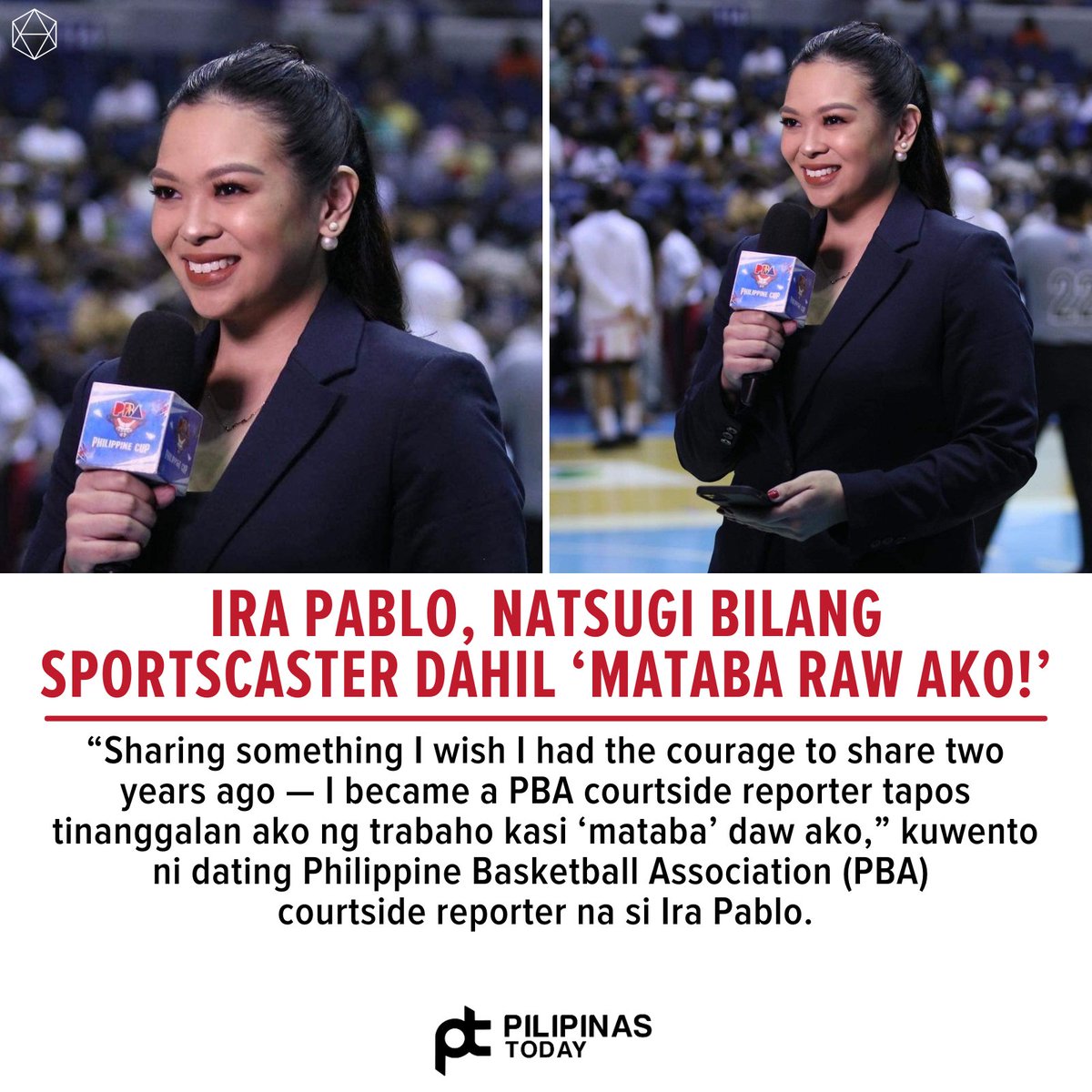 EKIS TALAGA SA MGA BODY SHAMER!

Ibinahagi ng dating Philippine Basketball Association (PBA) courtside reporter na si Ira Pablo kung paano nawala ang kanyang ‘childhood dream’ na makapag-cover ng 49-year-old league dahil sa body discrimination.

Isa ring dating University