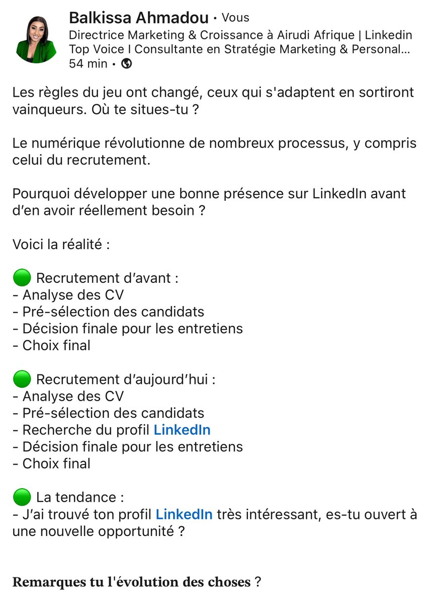 En 2024, avoir une présence active sur LinkedIn  est devenu un levier de carrière incontournable et un atout décisif 🔥 

Utilise-le pour ouvrir des portes insoupçonnées

N'hésitez pas à profiter de la formation gratuite, accessible via le lien sur mon profil LinkedIn ❤️