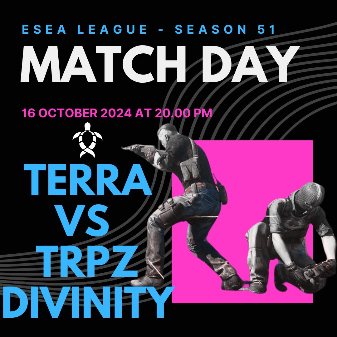 🚨 It's Game Time! 🚨

Terra Esports is back TONIGHT at 8 PM in the <a href="/ESEA/">ESEA League</a> League Season 51 against TRPZ Divinity! ⚔️🔥

After our recent win, we’re ready to keep the momentum going and secure another victory! 💪

📺 Don’t miss the action LIVE: twitch.tv/terraesportsza