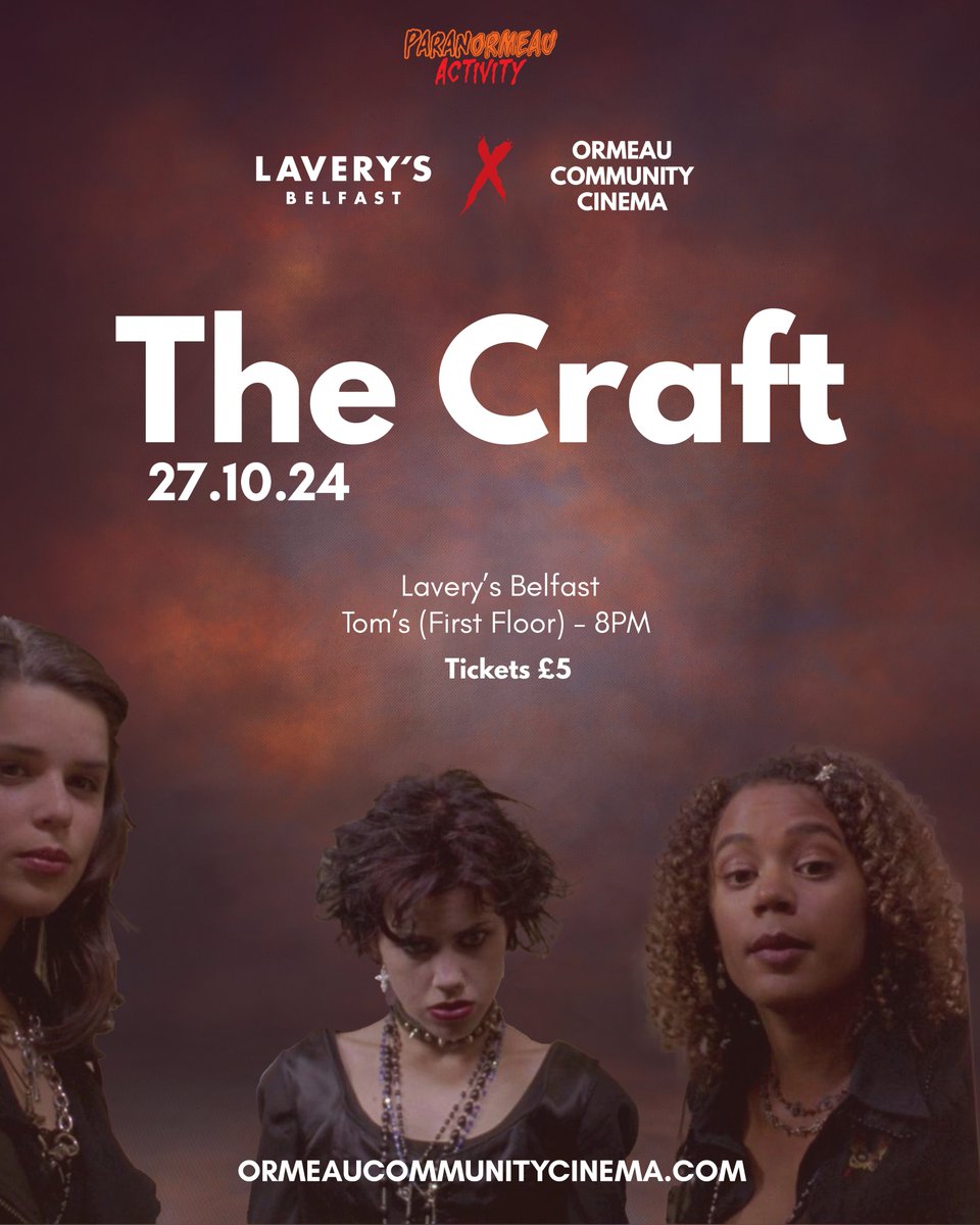 OrmeauCinema's tweet photo. ✨ Join us for a spellbinding night! ✨

Gather your coven &amp; dive into the world of magic with The Craft, screening on October 27th at 8pm in the cozy atmosphere of Lavery's Belfast. 🖤🎃 🧙‍♀️🔮
Grab your tickets now and let the magic begin!✨ #TheCraft

🎟️: https://t.co/RaMq3JQcaQ https://t.co/OC3Obe11ay