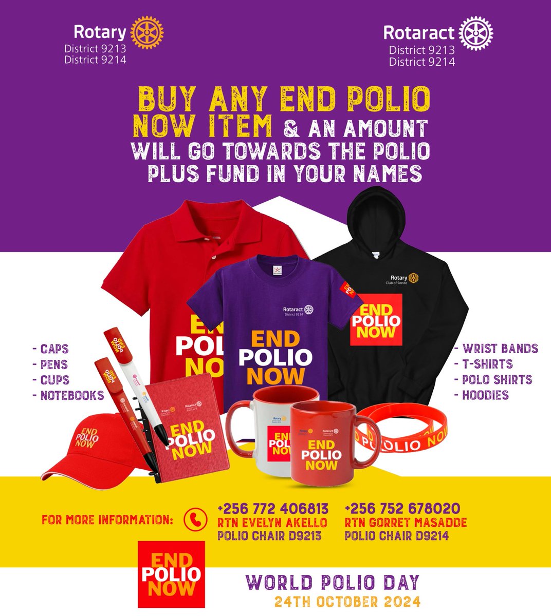 OfKabarole's tweet photo. As #WorldPolioday approaches, we call upon all #rorarians and #friendsofrotary to help fundrise for this cause. Only 1% of tge jpurney is left to eliminate
See posters ๐๐ https://t.co/kB6fGFbAUw