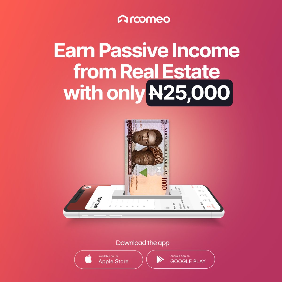 myroomeo_'s tweet photo. Start earning passive income with just ₦25,000!
Invest in high-value properties with Fractional by Roomeo and watch your money grow.
Sign up now on https://t.co/BSeAWtnXHE and take the first step toward financial freedom!

#realestatemadeeasy #passiveincomegoals https://t.co/oFYdH5zo9l