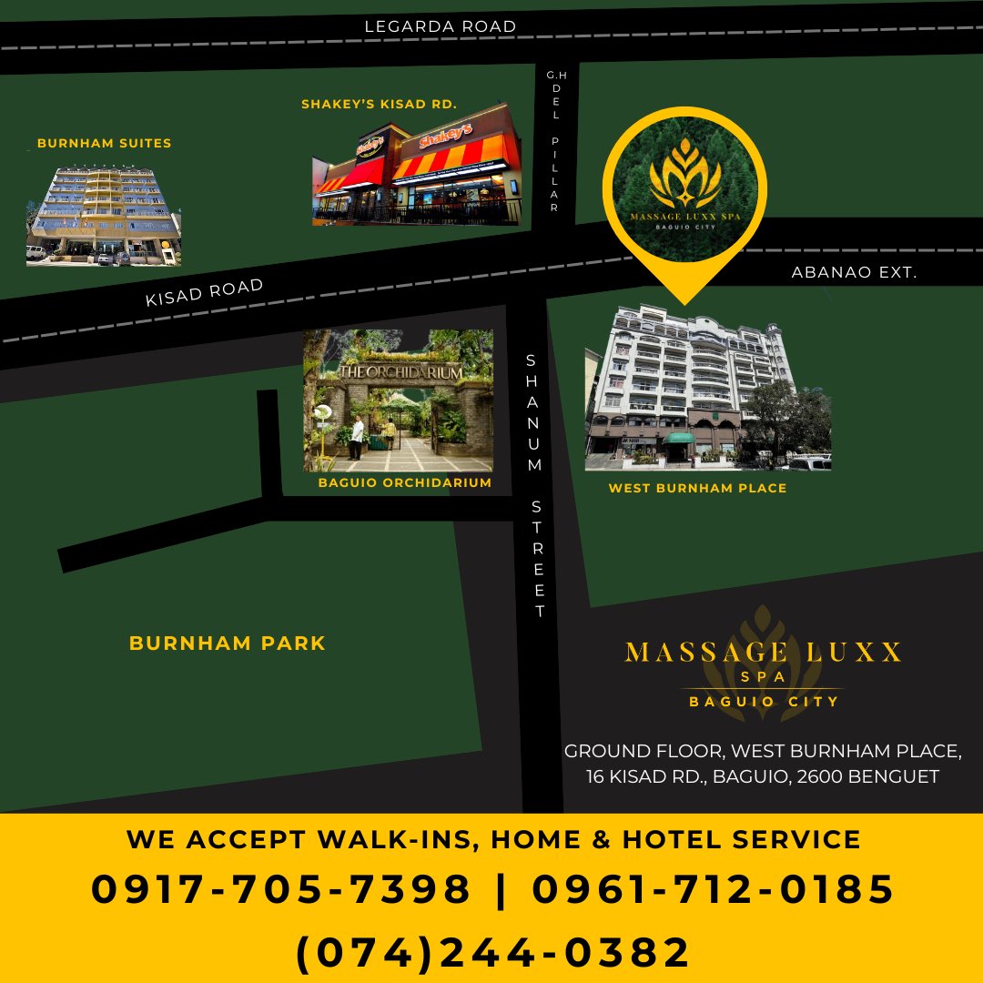 massageluxxspa_'s tweet photo. Location Reveal at the Heart of Baguio! 🌲

Find us at Ground Floor, West Burnham Place, 16 Kisad Rd corner Shanum St! ✨ Experience Baguio’s first Japanese onsen in our new sanctuary of relaxation and wellness.

Massage Luxx Spa is soon to open— Stay tuned for updates! https://t.co/qHjZfQD8VC