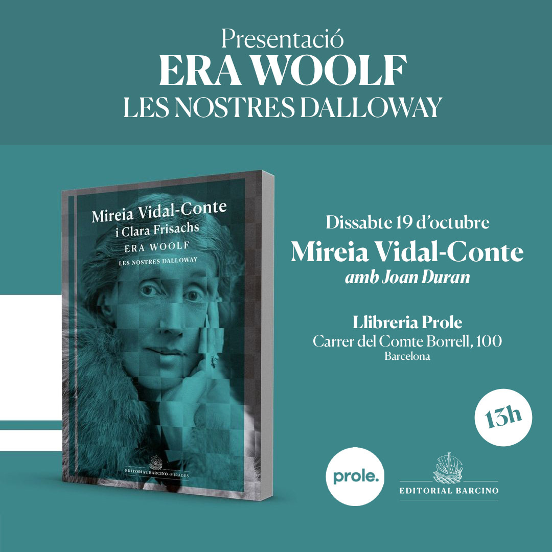 Era Woolf❗️Aquest dissabte, 19 d'octubre, a les 13 h, presentació del llibràs de Mireia <a href="/vidalconte/">Mireia Vidal-Conte ✍🏼🌊</a> a la llibreria Prole de Barcelona.
📖Era Woolf (<a href="/EdBarcino/">Editorial Barcino</a>) és, més que no pas un riu, un torrent de creativitat, llibertat, sinceritat literàries. Que el corrent us dugui lluny...