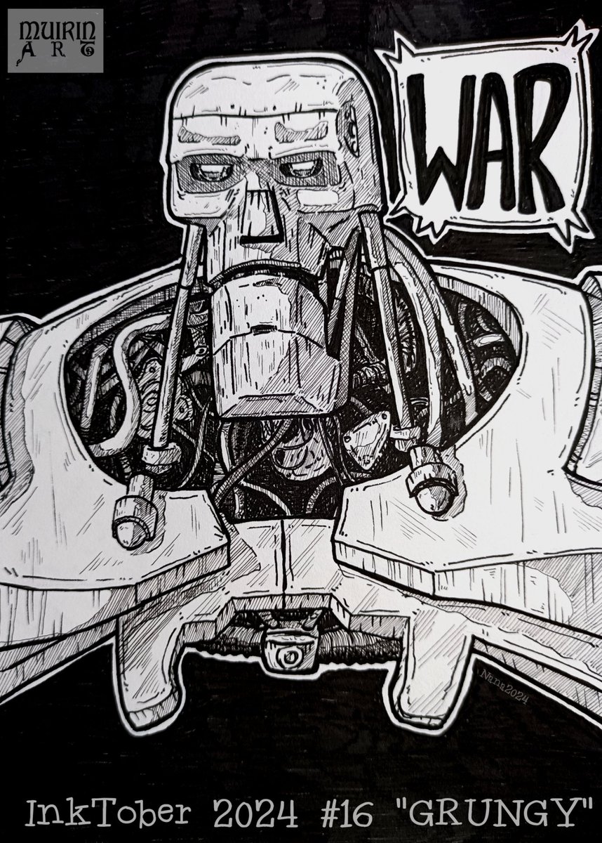 NanaHonkonen's tweet image. #Inktober2024 #16 &quot;GRUNGY&quot;
#PigmaMicrons on #sketchbook
 #grungy #inktobergrungy #abcwarrior #judgedredd #robots #muirinartinktober2024 #muirinartrobots #drawingchallenge #drawing #illustrations #inktober #finland #suomitaide #suomi #taide #inktoberfinland @inktober @drawmearobot