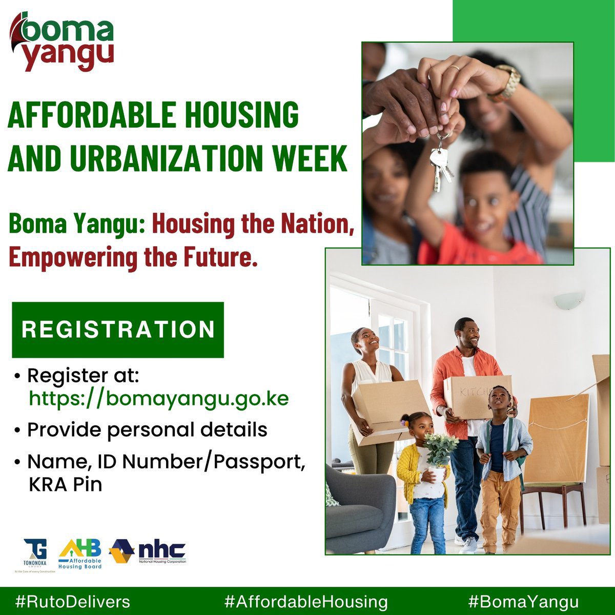 Home Ownership Journey

We invite you to learn about the entire homeowner journey at Boma Yangu

Don't miss this opportunity to gain valuable insights into becoming a homeowner!
#AffordableHousingWeek