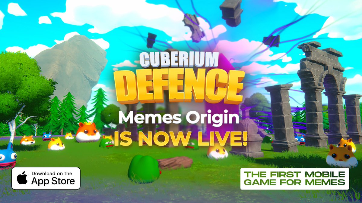 Cuberium's tweet photo. big news, Cuberians! 🚨

the first mobile game for memes, CUBERIUM DEFENSE: MEMES ORIGIN, is now live!

keep farming by playing, defend the island, collect coins, and battle bosses. 

download now on the App Store → https://t.co/OkHO4Cjzvg

wait your thoughts in the comments! 💜 https://t.co/YwZMZ6lmdy