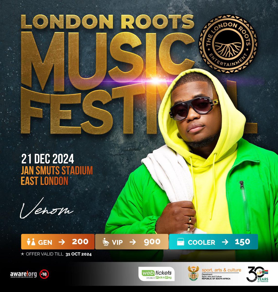 thelondonroots's tweet photo. We’re excited to welcome the “Sondela” hitmaker @venomzm to the London Roots Music Festival stage. The versatile Dj is definitely an exciting addition this year. 

Make sure you click here https://t.co/O5Jz5Y4SjK to get your tickets today 🎟️ https://t.co/dR4BdB5s8m