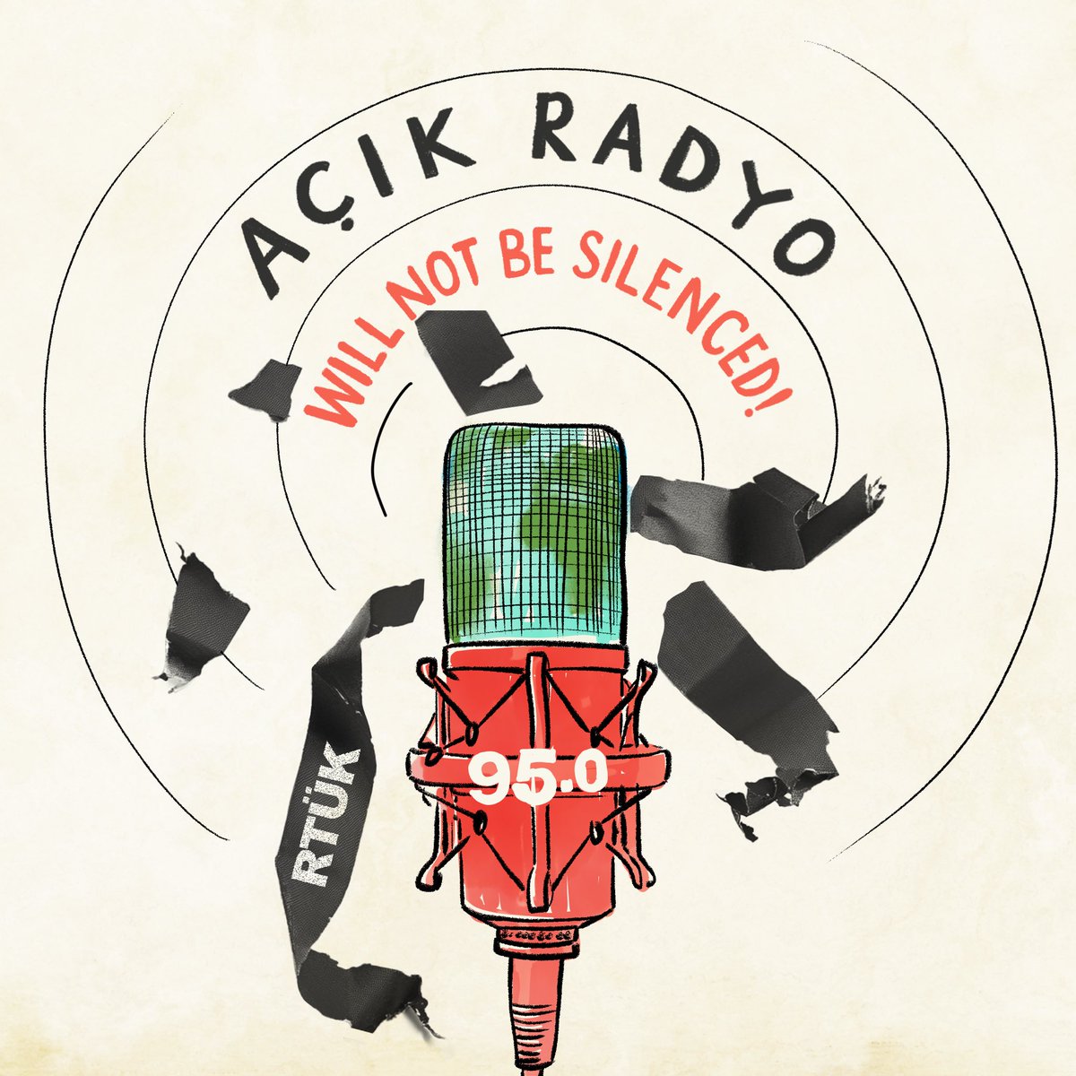 350's tweet photo. Voice of climate movement in Turkiye, @acikradyo has been shut down by the order of Radio and Television Supreme Council today. Freedom of speech is essential for climate justice. 

We stand in solidarity with Açık Radyo and demand the license cancellation of the radio to be withdrawn immediately.