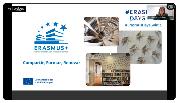 CAFIgalicia's tweet photo. Leticia Pérez do @CFRdeVigo comparte os seus obxectivos #ErasmusPlus como o de crear unha rede de apoio á participación dos centros educativos en proxectos europeos no seu ámbito.
Cc/ @sepiegob #ErasmusDays #ErasmusDaysGalicia #RedeDeFormacion https://t.co/x3B9js2YZ4