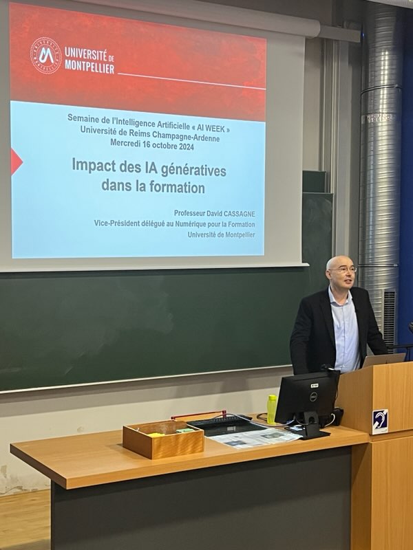 Impact des #IA génératives dans la formation par David Cassagne vice président numérique pour la formation <a href="/umontpellier/">Université de Montpellier</a> #AIweek