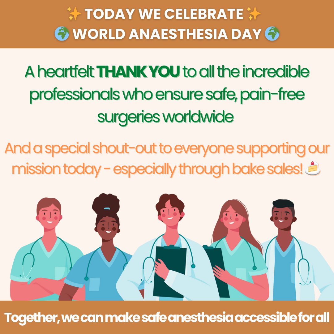 🌍 Today we celebrate the critical role of anaesthesia in transforming healthcare worldwide. We are dedicated to improving access to quality anaesthesia in low-resource settings, ensuring no one is left behind. Together, we can ensure safer surgeries and better care for all. 🙏✨